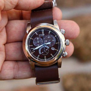 Citizen Brown Chandler Leather 42mm Watch!!